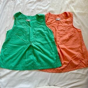 Two Plus Size Sleeveless Tops - Green and Orange